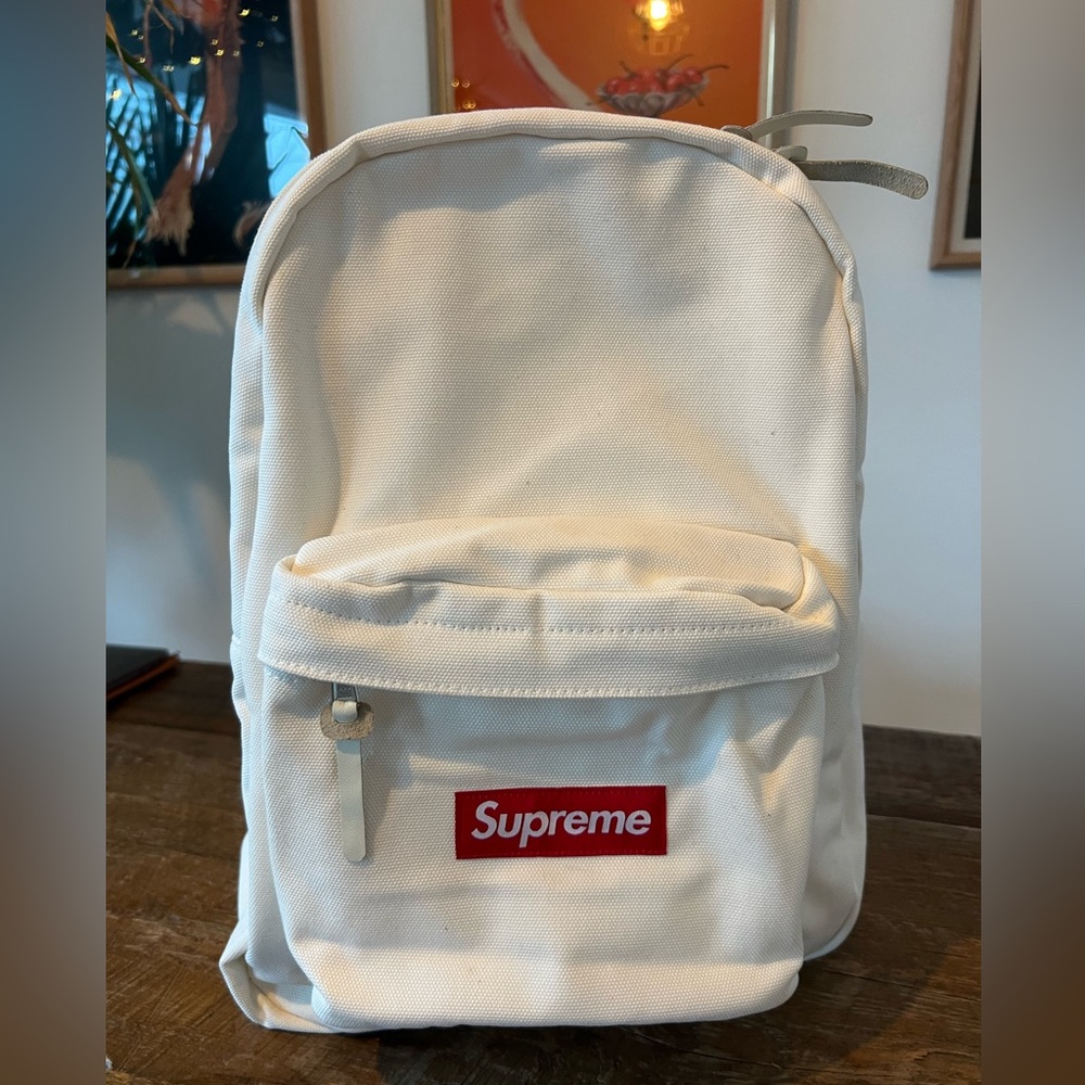 Supreme - White Canvas Backpack (New)